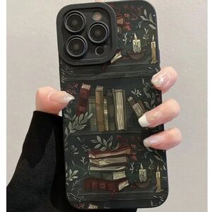 New, IPhone 14 Pro Max silicon cell phone case books greenery & candles